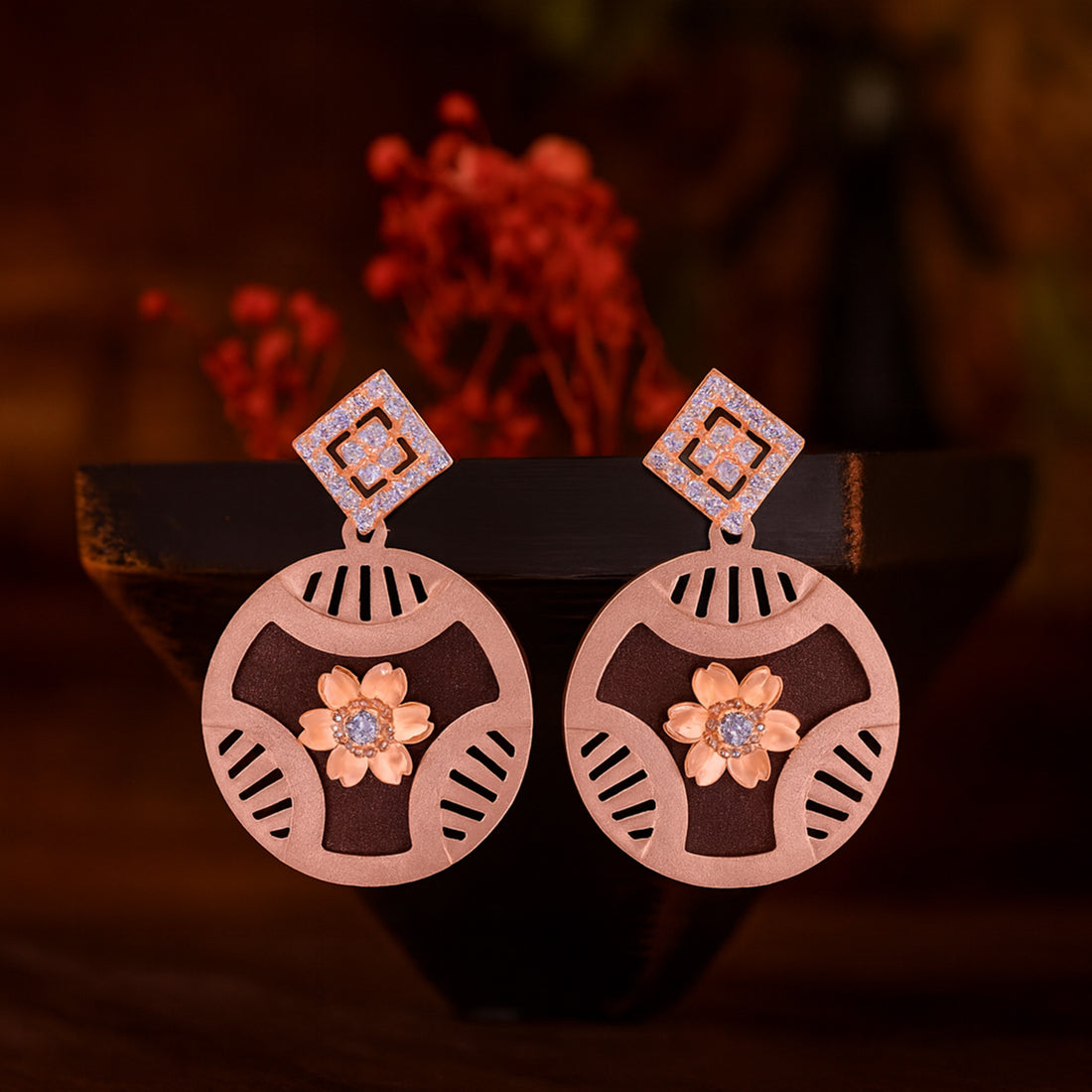 925 Sterling Silver Majestic Floral Grace Earrings  For Women
