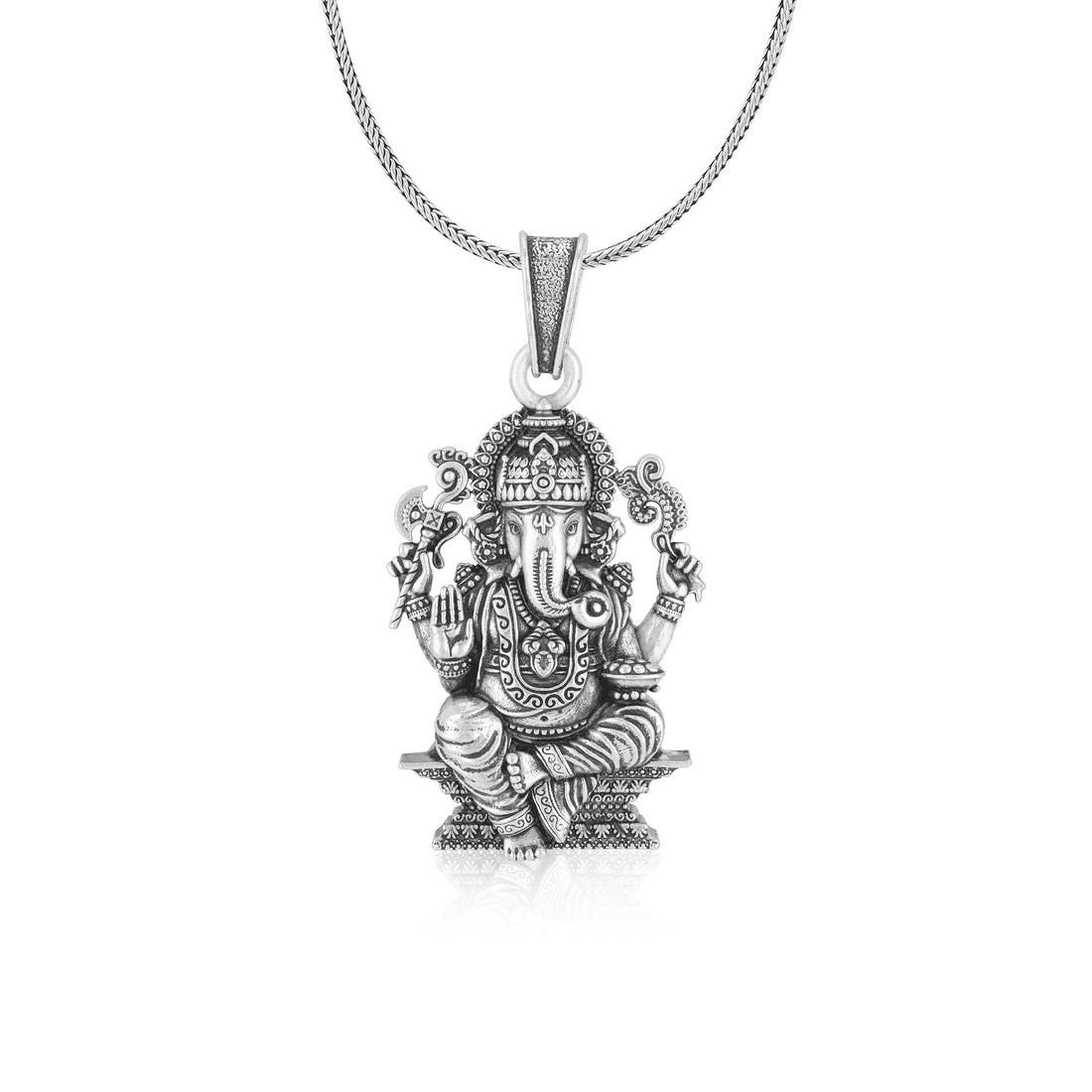 925 Sterling Silver Majestic Vinayaka Oxidised Pendants for Men & Women