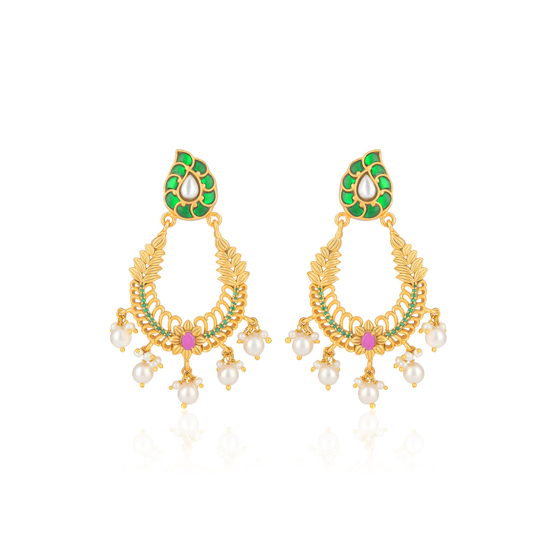 925 Sterling Silver Manga Chandbali Pearl Drop Earrings for Women