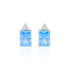 925 Sterling Silver March Month Square Aquamarine Birthstone Stud For Women