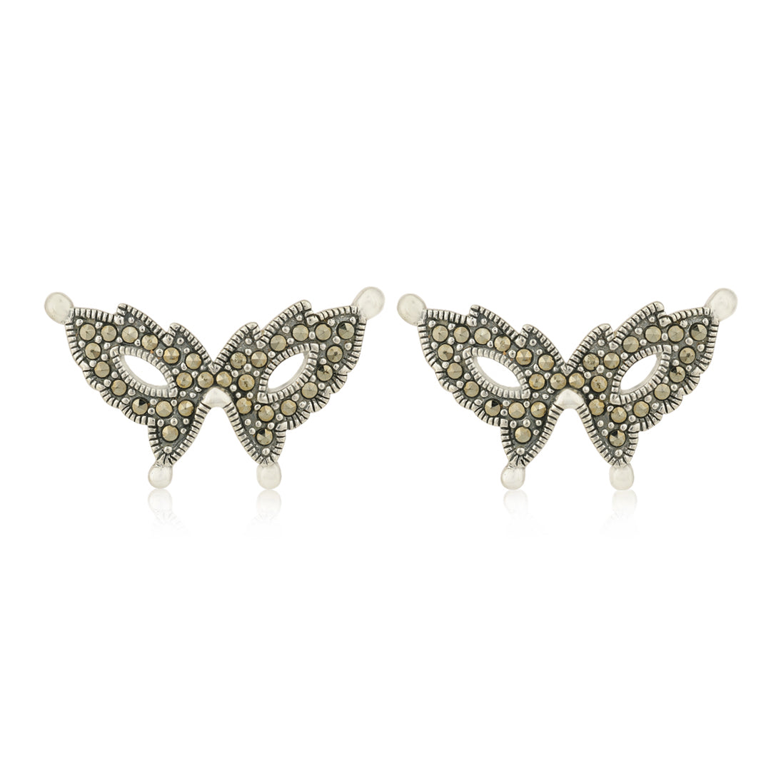 925 Sterling Silver Markasite Couture Mask Earring