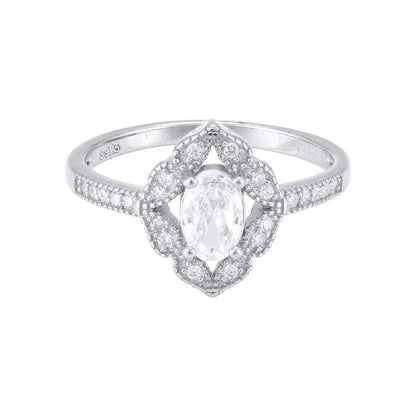 925 Sterling Silver Marquise Halo Vintage Engagement Ring for Women