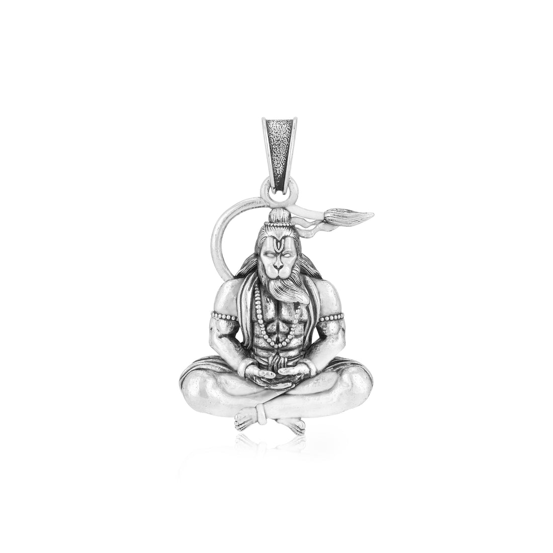 925 Sterling Silver Meditation Lord Hanuman Oxidised Pendants for Men & Women
