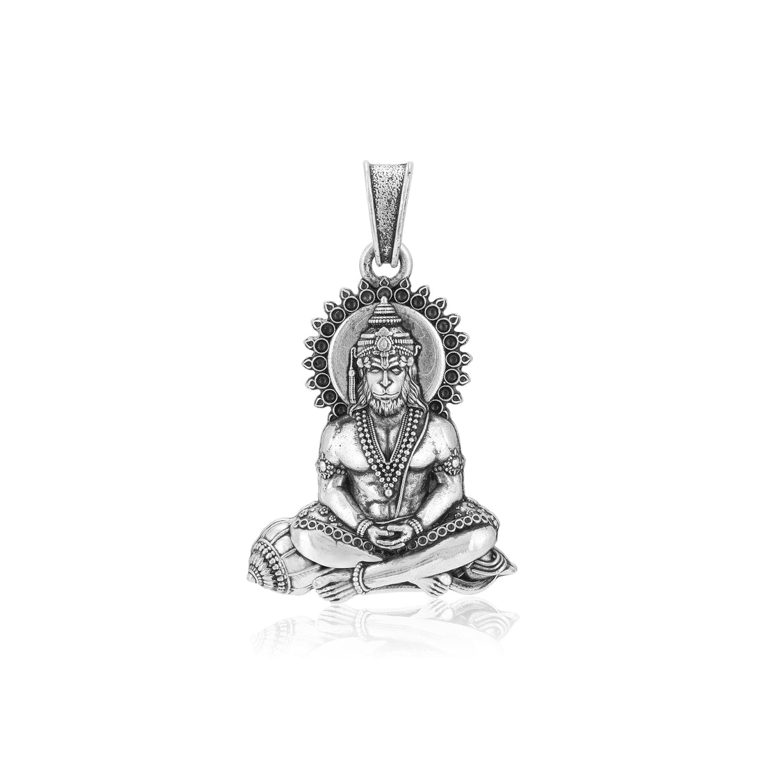 925 Sterling Silver Meditative Hanuman Oxidised Pendants for Men & Women