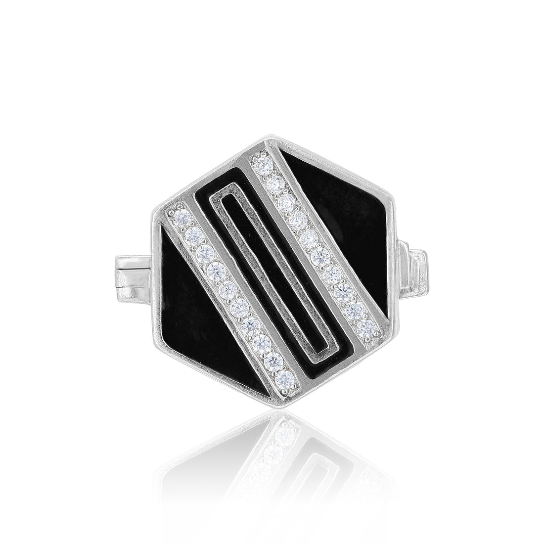 925 Sterling Silver Metro Edge Angular Diamond Coat pin for Men