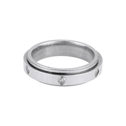 925 Sterling Silver Minimal Bezel Set Round Diamond Eternity Inspired Flat Band Ring for Men