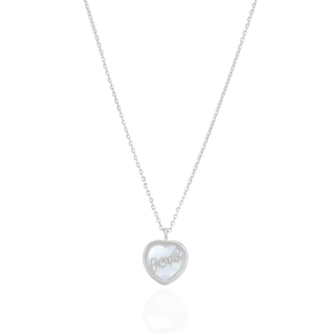 925 Sterling Silver Minimal Love Heart Frame Rhodium Plated Chain Pendant for Women