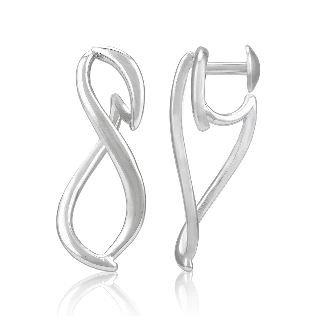 925 Sterling Silver Minimalist Curved Infinity Shape Earring for Women