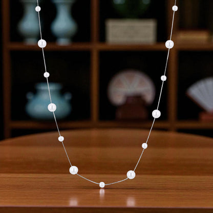 925 Sterling Silver Minimalist Pearl Drizzle Chain For Women