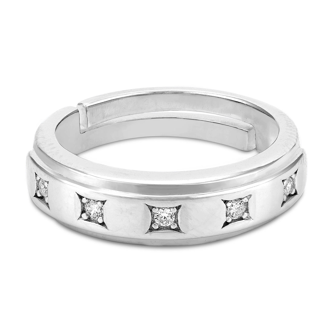 925 Sterling Silver Minimalist Square-Star Band Ring for Women
