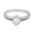 925 Sterling Silver Minimalist White Pearl Linear-Ridged Ring for Men