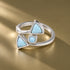 925 Sterling Silver Modern Geometry Larimar Open Ring for Women