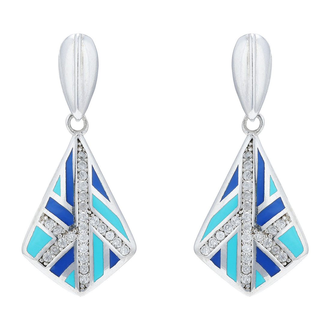 925 Sterling Silver Modern Arrowhead Rhodium Plated Enamel Earrings for Women