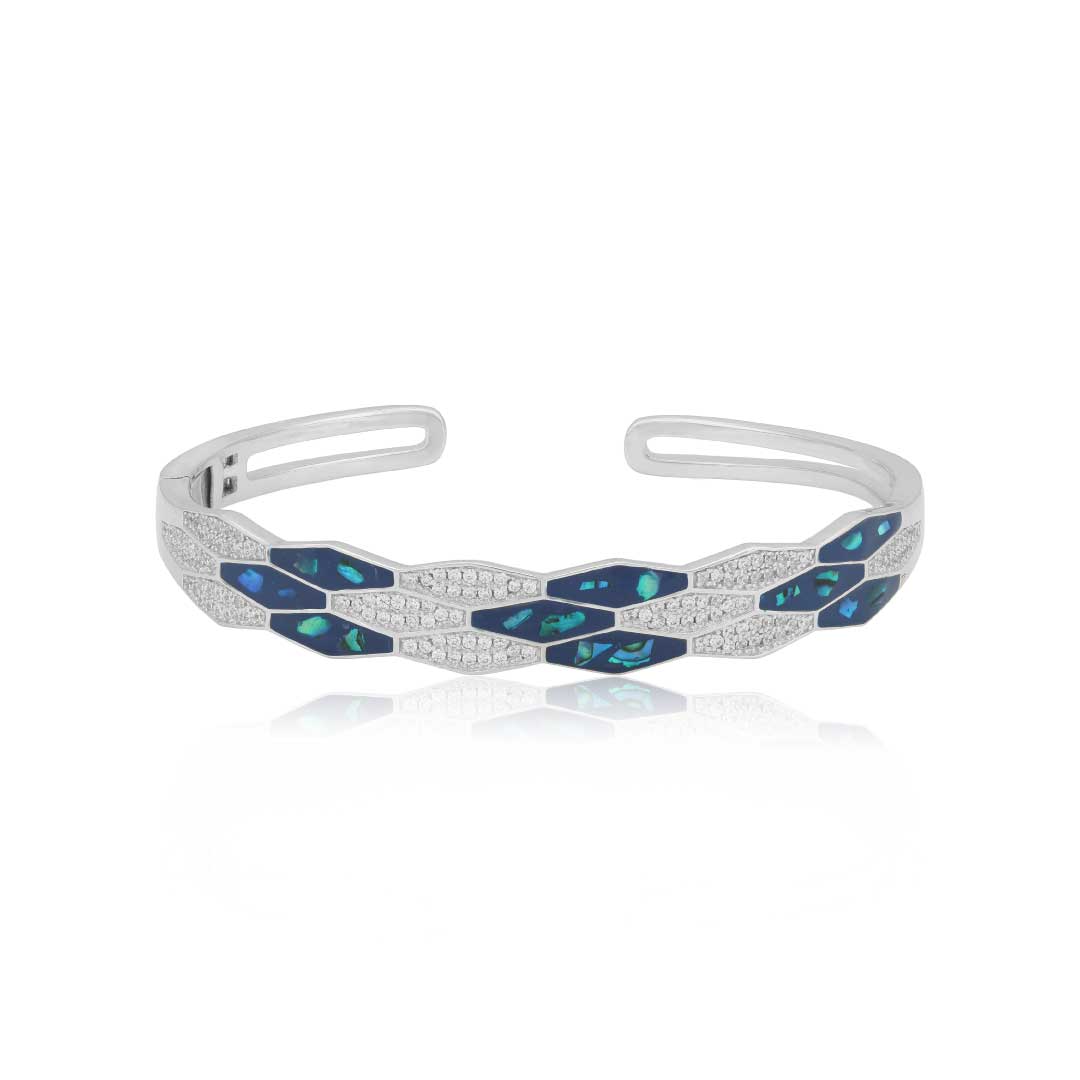 925_Sterling_Silver_Modern_Chic_Blue_Opal_White_Stones_Rhodium_Plated_Kada