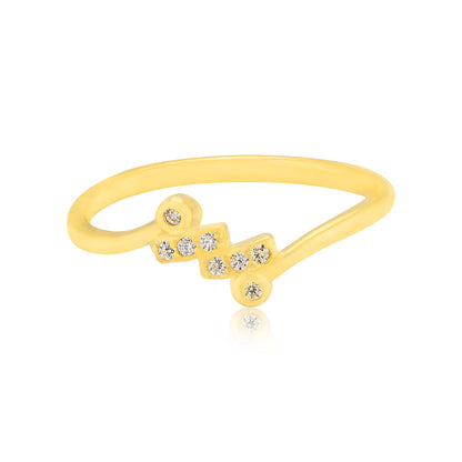 925 Sterling Silver Modern Dash Gold Plated Ring for Women