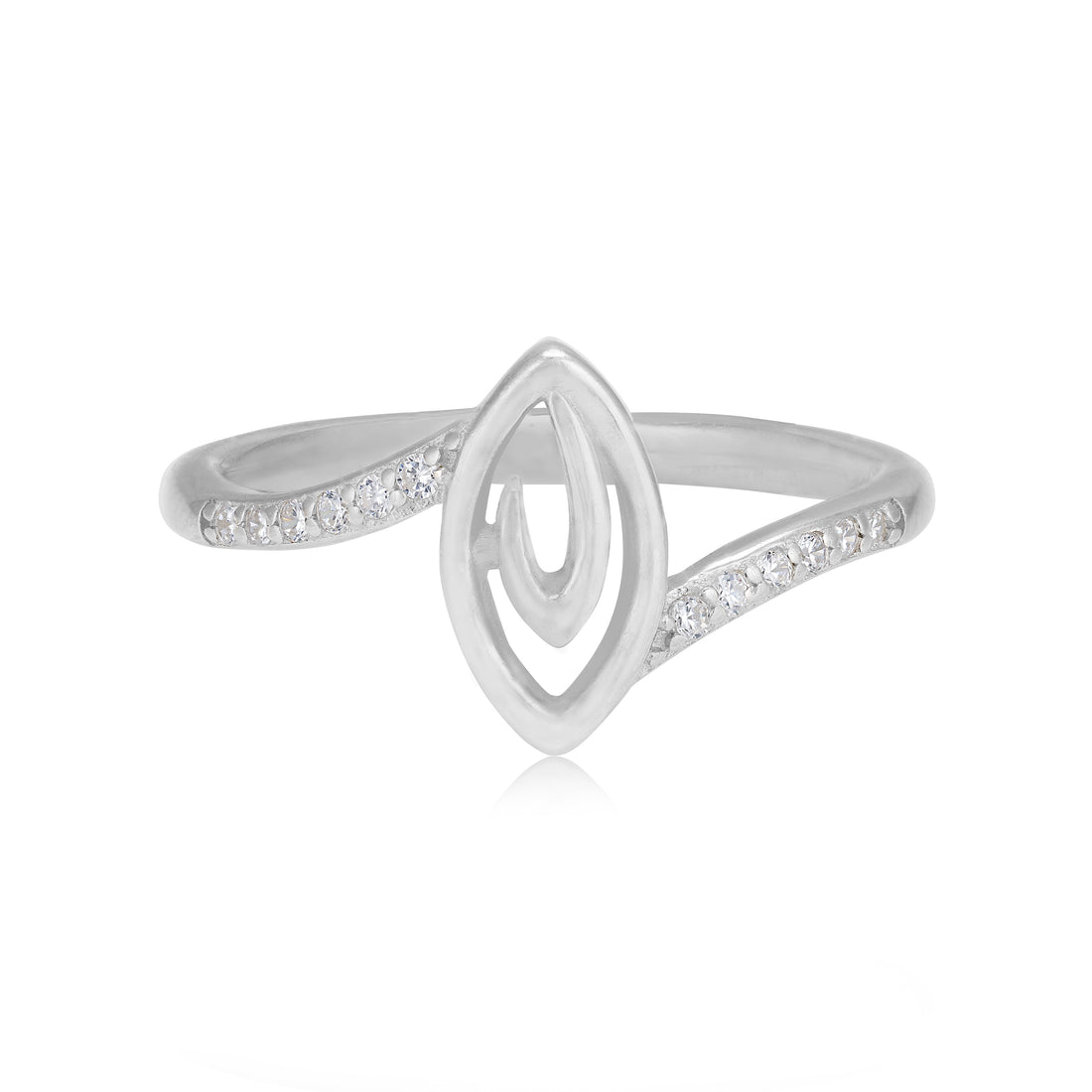 925 Sterling Silver Modern Fluid Frame Stone Band Ring for Women