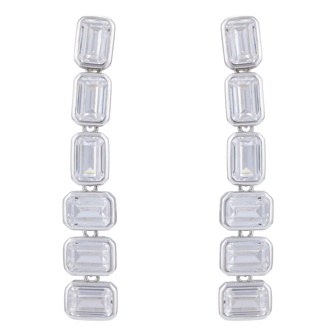 925 Sterling Silver Modern Geometric Rectangle Stone Dangler Earring for Women