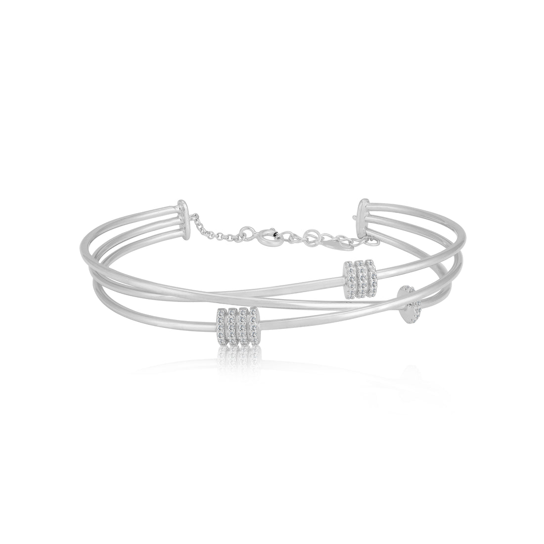 925 Sterling Silver Modern Multi Wire Bracelet for Women