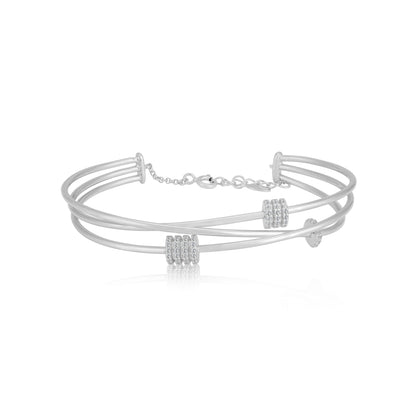925 Sterling Silver Modern Multi Wire Bracelet for Women