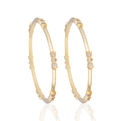 925 Sterling Silver Modern Muse Stone Gold Plated Bangle for Women