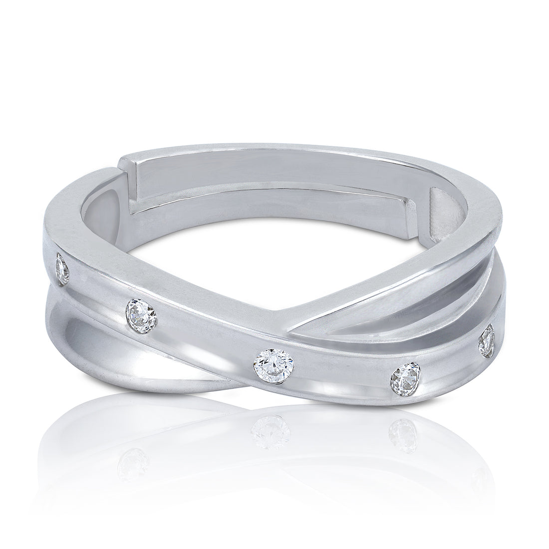 925 Sterling Silver Modern Twist Dual Band Ring for Women