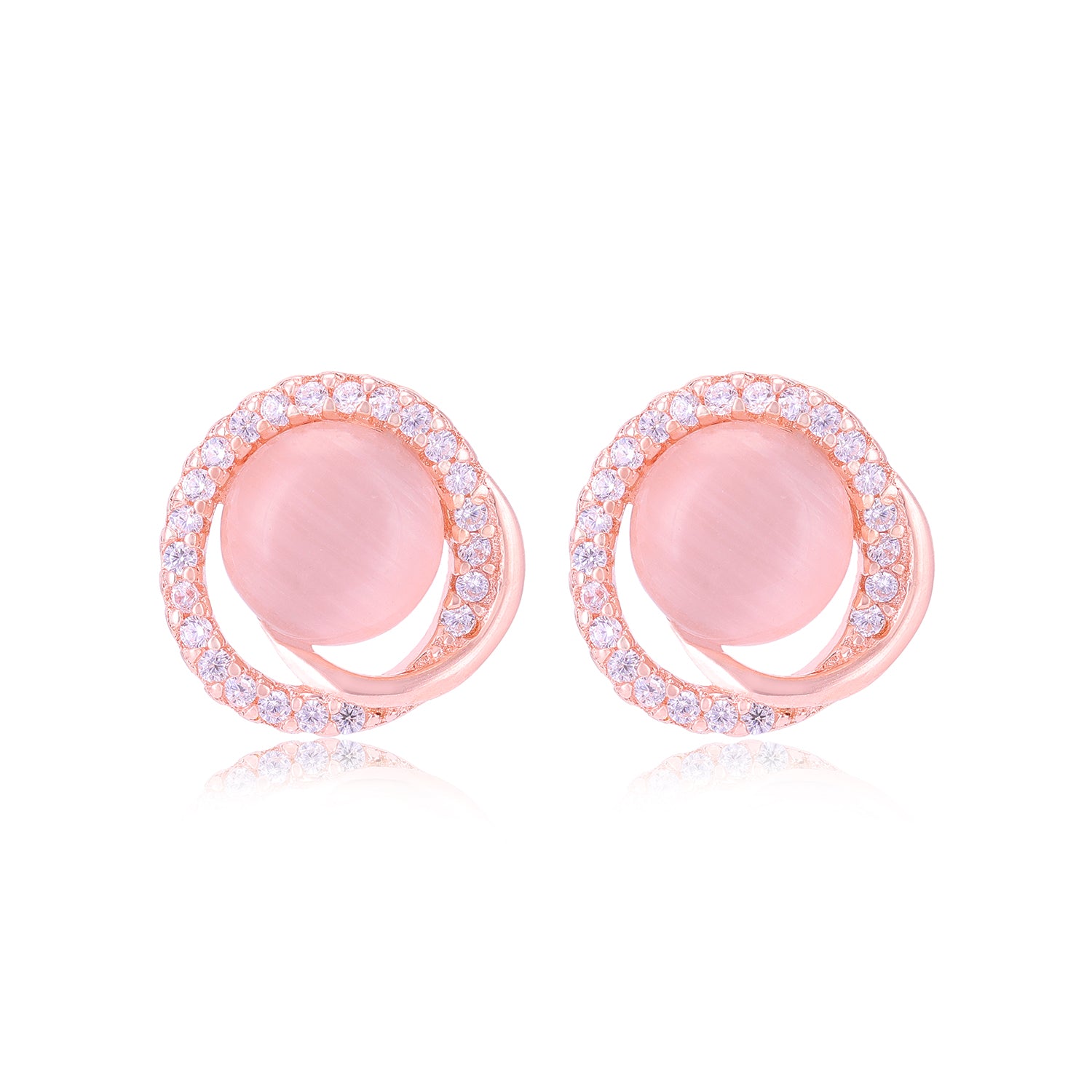 925 Sterling Silver Moonstone Centre Ring of Small Stones Earrings For Women