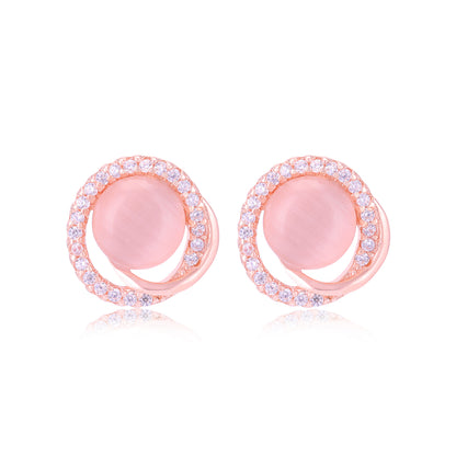 925 Sterling Silver Moonstone Centre Ring of Small Stones Earrings For Women