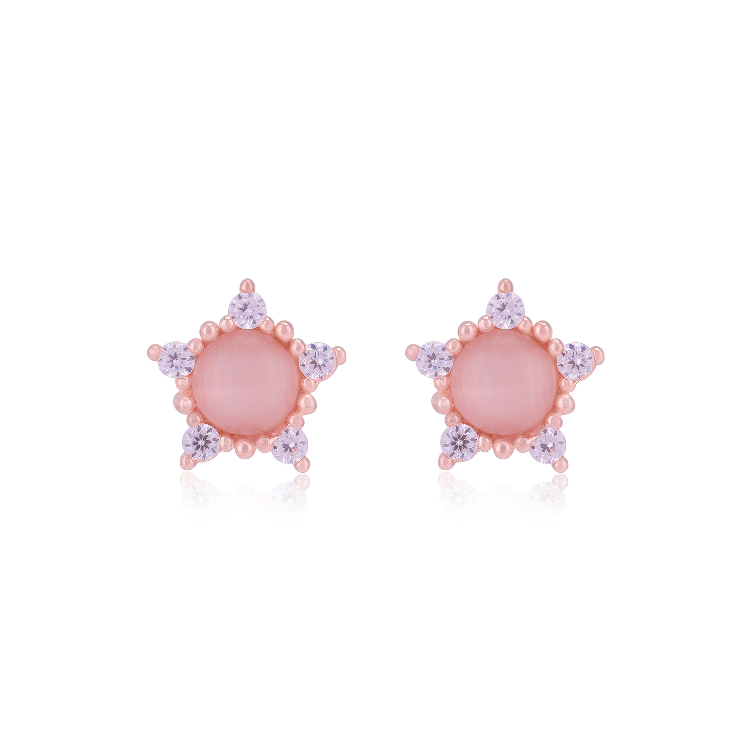 925 Sterling Silver Moonstone Centre Side Accent Earrings For Women