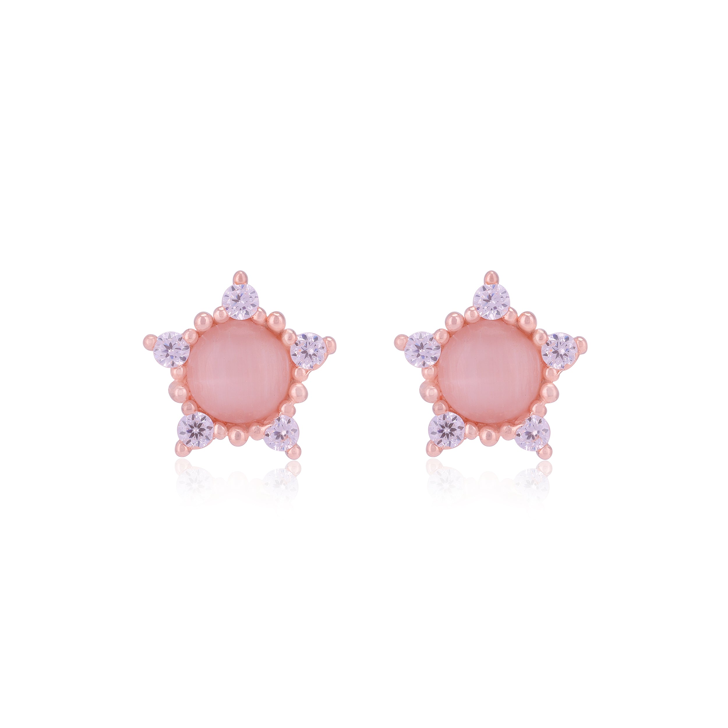 925 Sterling Silver Moonstone Centre Side Accent Earrings For Women