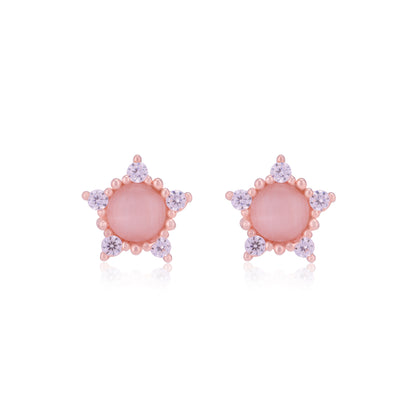 925 Sterling Silver Moonstone Centre Side Accent Earrings For Women