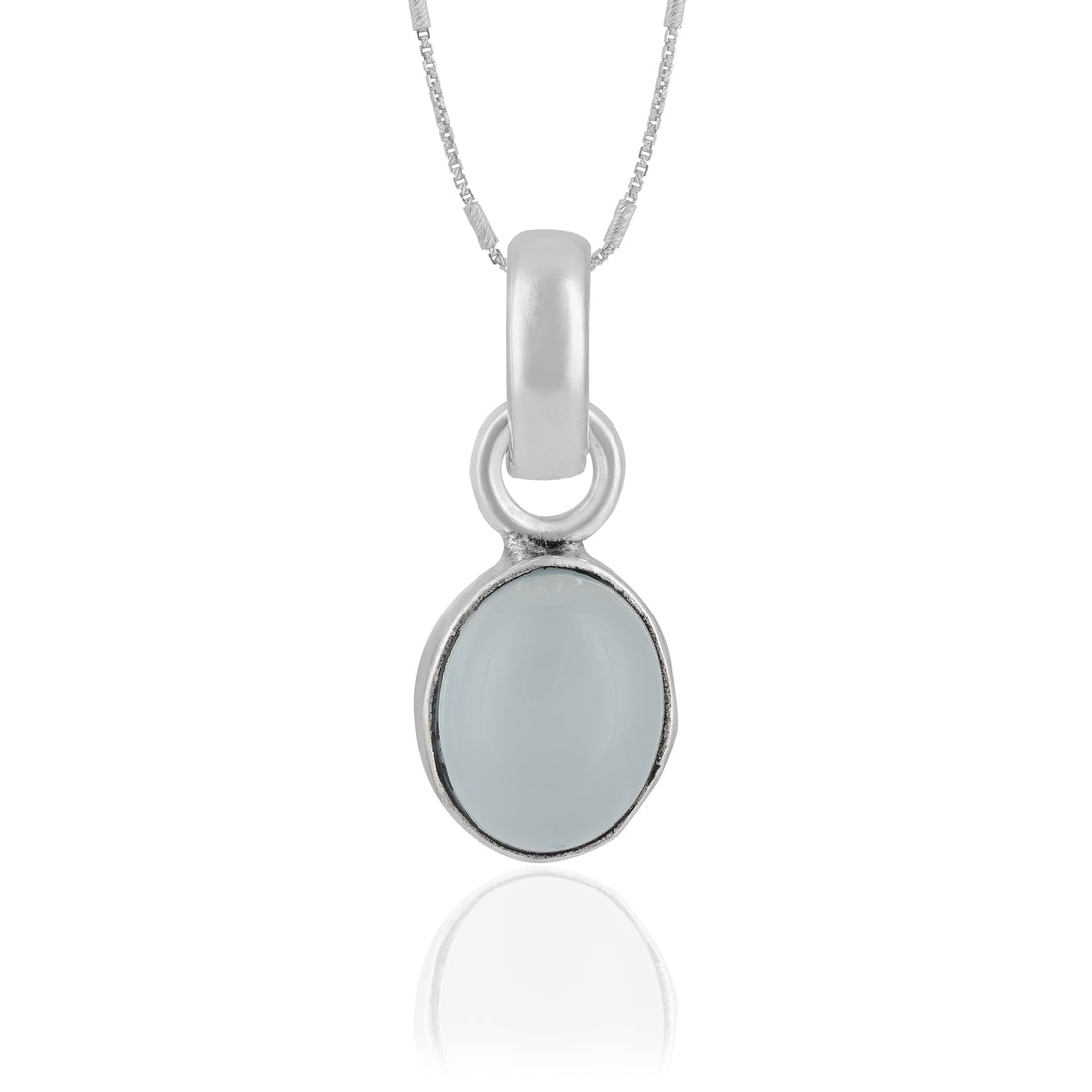 925 Sterling Silver Moonstone Oval Cut Rhodium Plated Pendant For Women