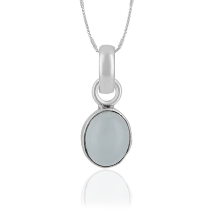 925 Sterling Silver Moonstone Oval Cut Rhodium Plated Pendant For Women