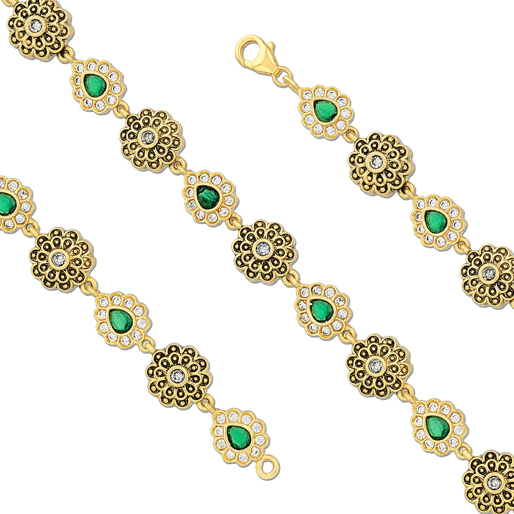925 Sterling Silver Mughal Bloom Antique Bracelet for Women