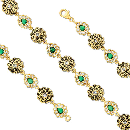 925 Sterling Silver Mughal Bloom Antique Bracelet for Women