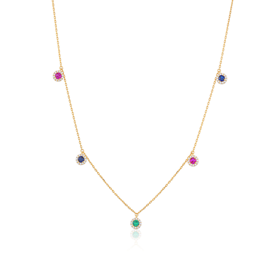 925 Sterling Silver Multicolour Circle Drops Gold Plated Necklace For Kids