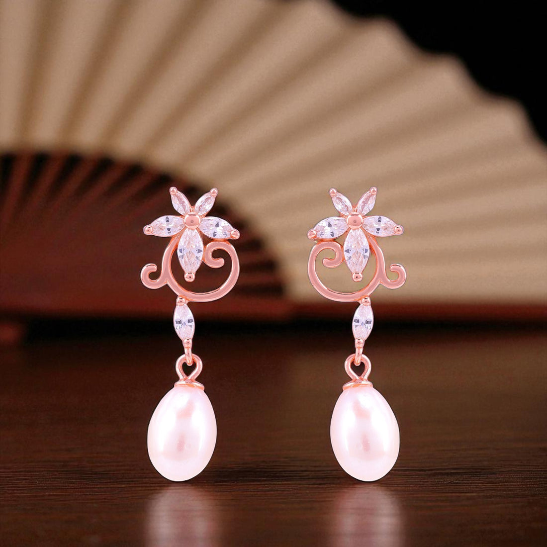 925 Sterling Silver Nature-Inspired Pearl Leaf Accents Earrings for Women