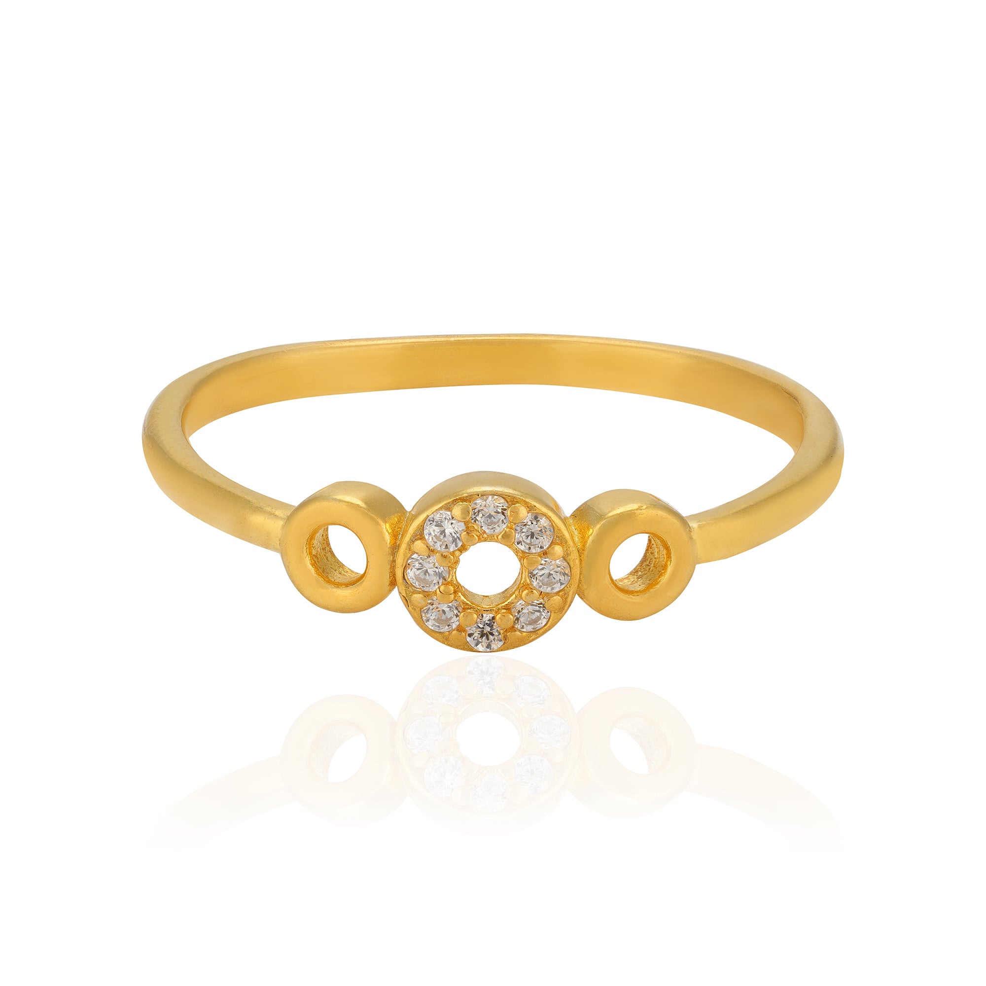 925 Sterling Silver Nova Circle Gold Plated Ring for Women