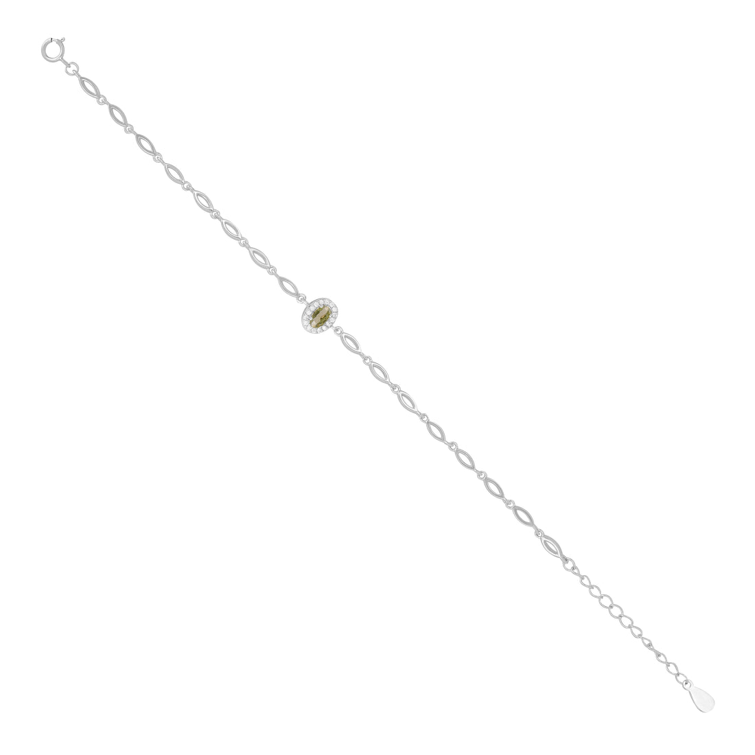 925 Sterling Silver November Month Oval Peridot Birthstone Bracelet For Women