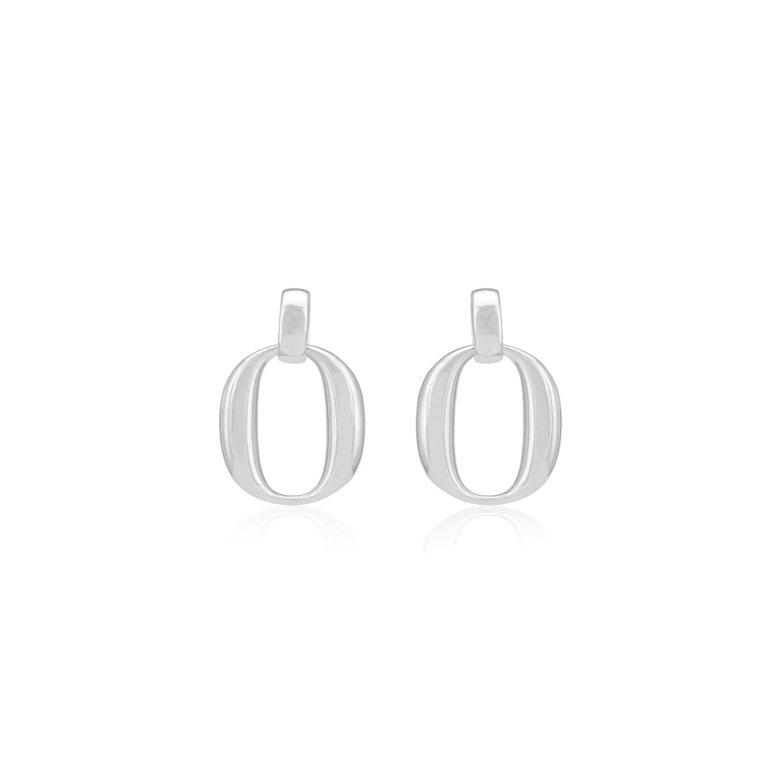 925 Sterling Silver O Shaped Rhodium Plated Earring For Women