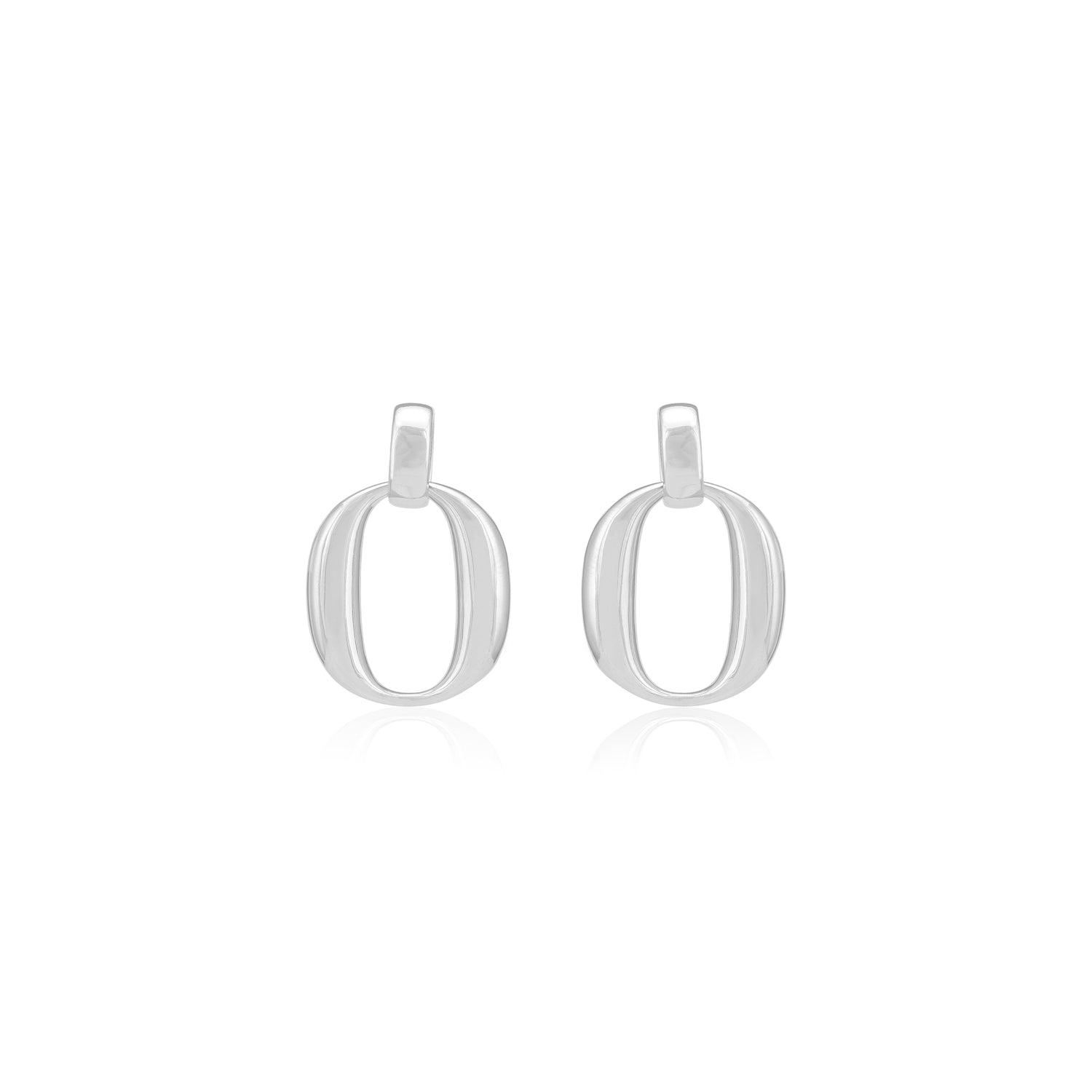 925 Sterling Silver O Shaped Rhodium Plated Earring For Women
