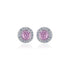 925 Sterling Silver October Month Circle Pink Tourmaline Birthstone Stud For Women