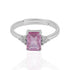 925 Sterling Silver October Month Square Pink Tourmaline Birthstone Ring For Women