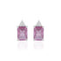 925 Sterling Silver October Month Square Pink Tourmaline Birthstone Stud For Women