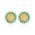 925 Sterling Silver Om Design Turquoise Stone Border Earrings For Women