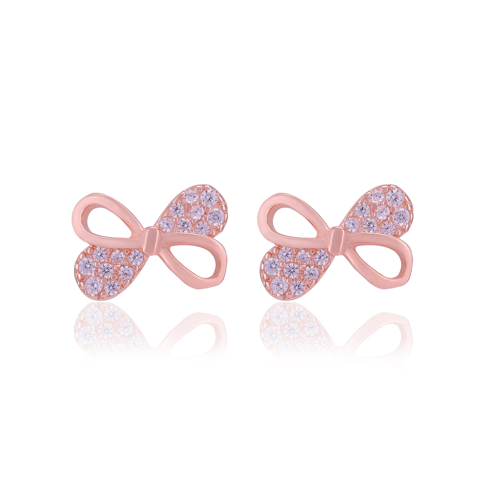 925 Sterling Silver One Side Stoned Bow Earrings for Women