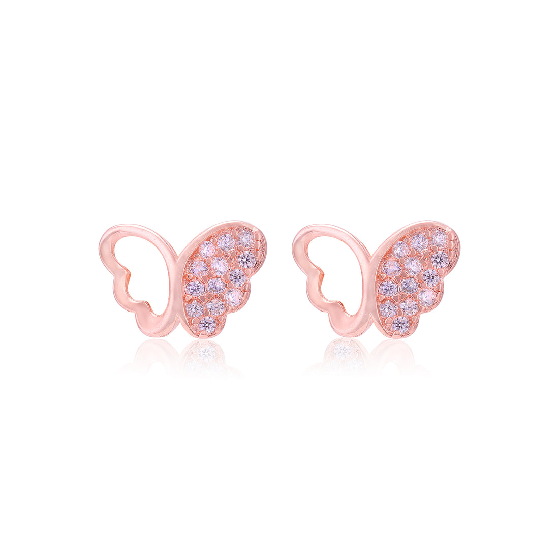 925 Sterling Silver One Side Stoned Feather Butterfly Earrings For Women