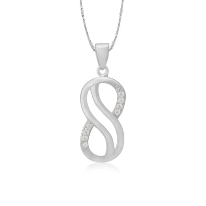 925 Sterling Silver Oneside Stone 8 Shaped  Rhodium Plated Pendant For Women