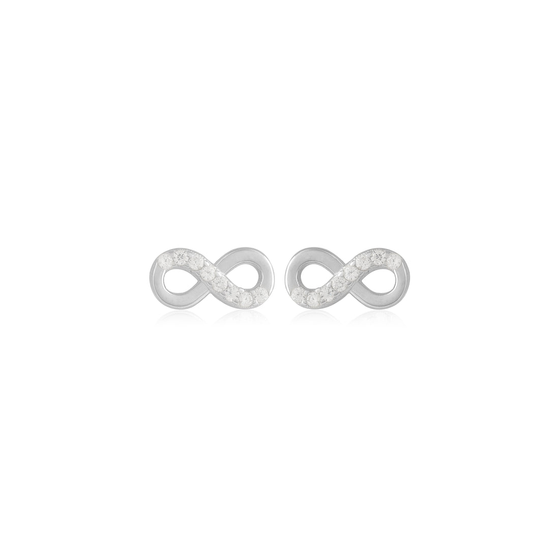 925 Sterling Silver Oneside Stone Infinity Rhodium Plated Stud For Women