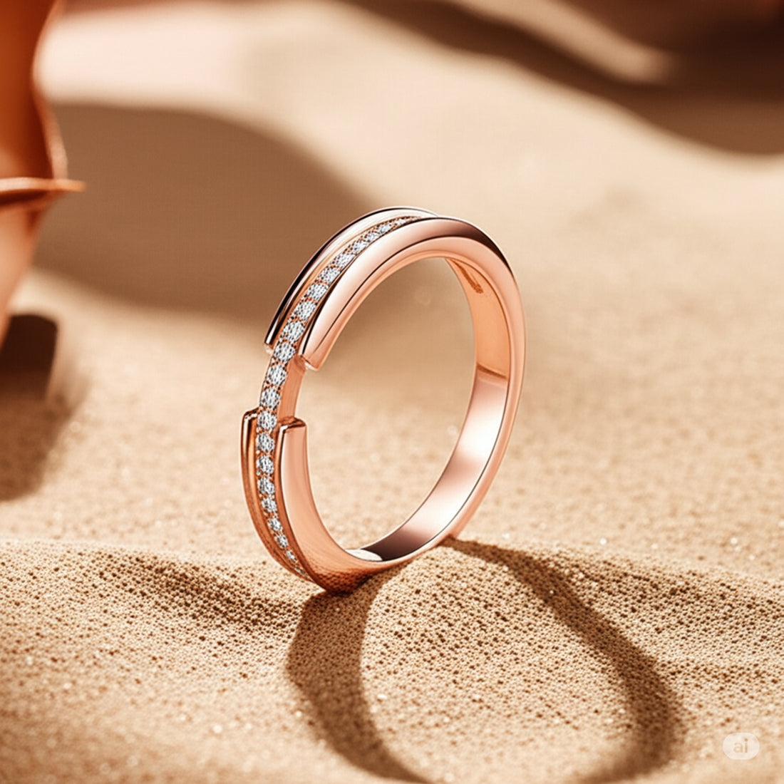 925 Sterling Silver Open Band Pave Sparkle Ring For Women