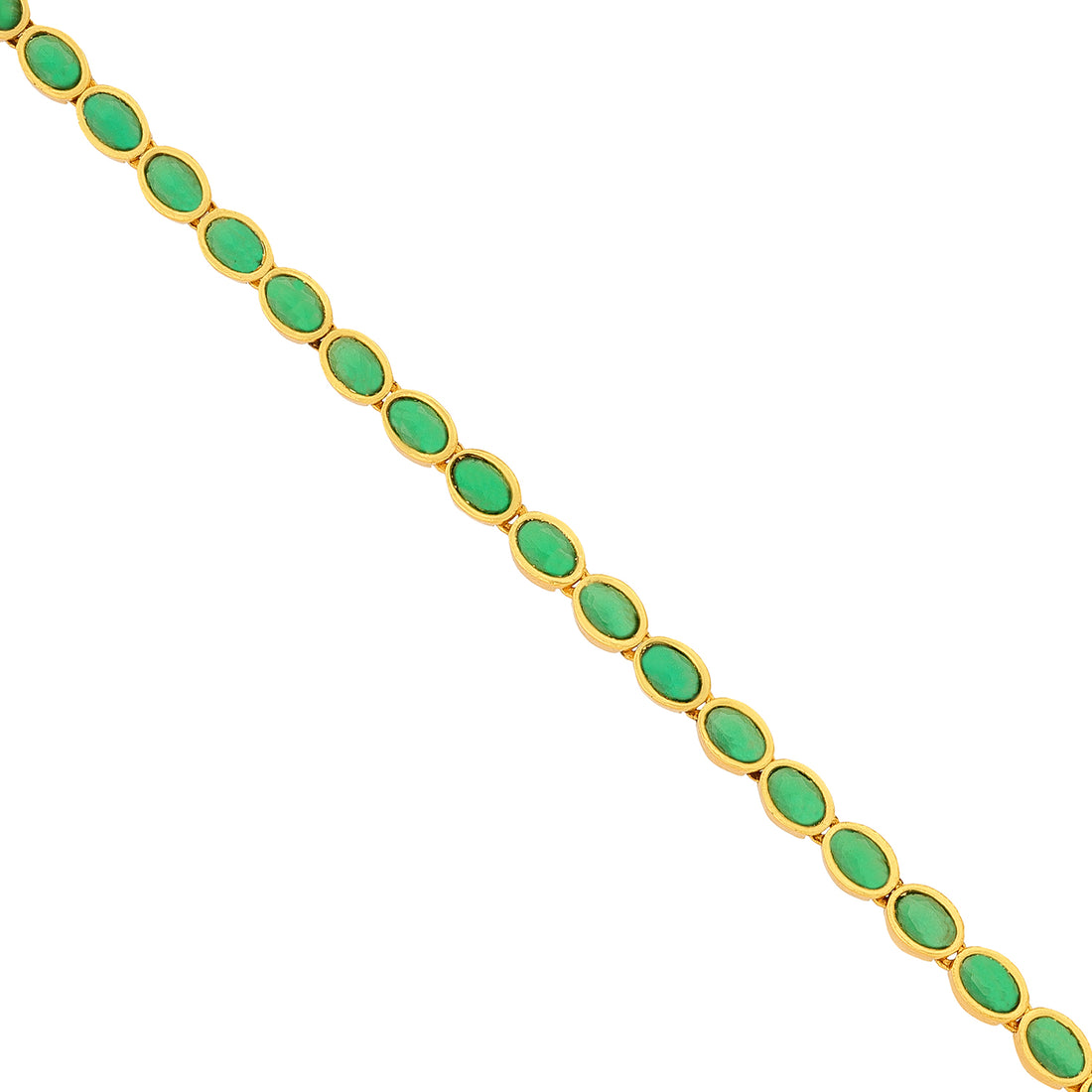 925 Sterling Silver Open Cut Green Stone Bracelet For Women